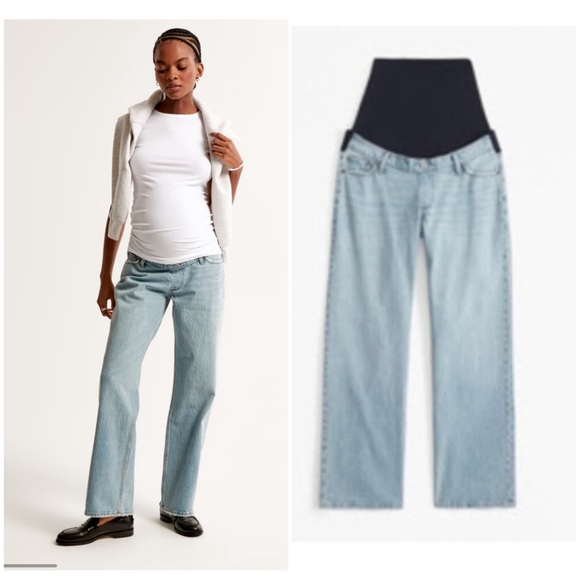 Abercrombie & Fitch Denim - Abercrombie & Fitch Women's The Baggy Maternity Jeans sz 25 Light Blue